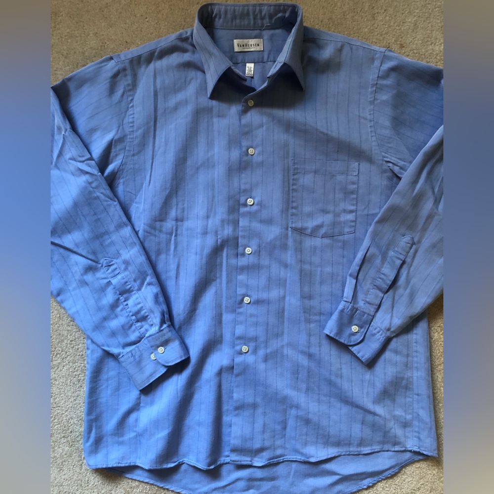 Van Heusen Stripes Long Sleeve Button Down Shirt Size 16-16.5